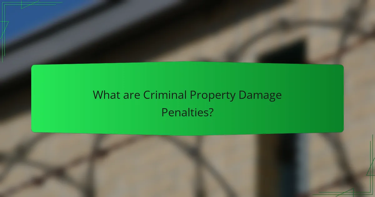 What are Criminal Property Damage Penalties?