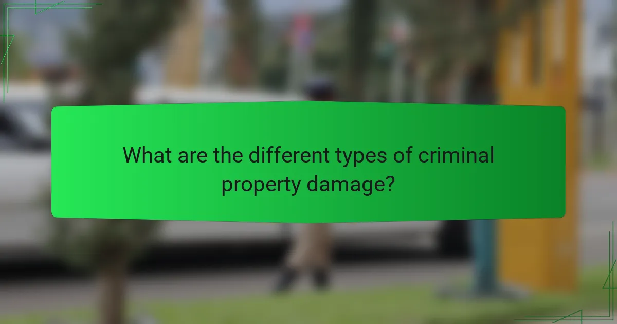 What are the different types of criminal property damage?