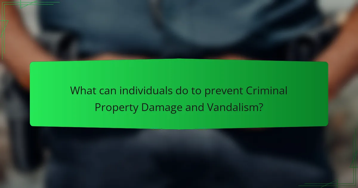 What can individuals do to prevent Criminal Property Damage and Vandalism?