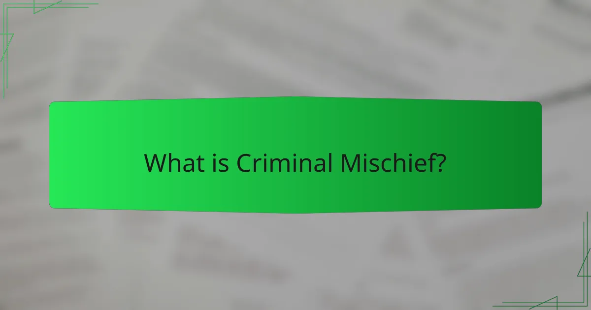 What is Criminal Mischief?