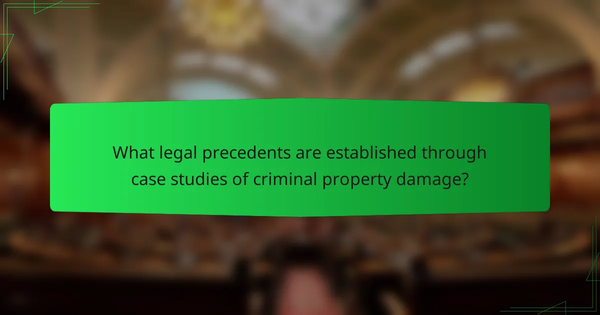 What legal precedents are established through case studies of criminal property damage?
